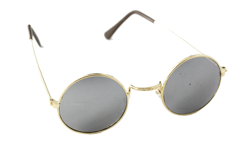 S309 Runde solbriller. stel i guld m/ spejlglas