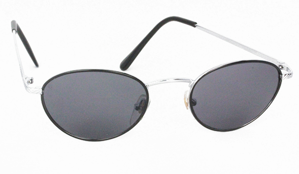 Norges billigste solbriller - Oval metal solbrille sort sølv - solbrille nr. s3115 - Runde solbriller