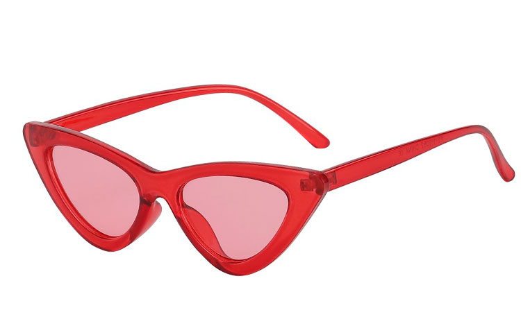 Billiga Sjove solglasögon Fræk rød cateye solbrille med lyserøde glas.. Nr.