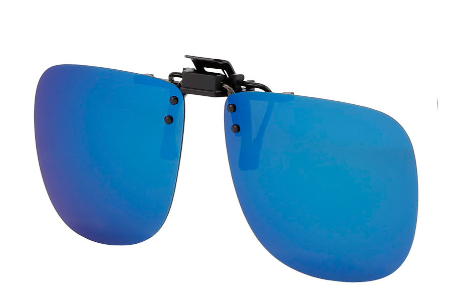 Polaroid clip-on solbriller med blåt spejlglas | clip-on-solbriller