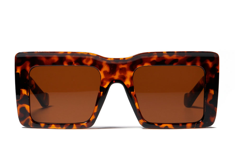  Stor firkantet mode solbrille i kraftigt design. Stellet er i kraftig kvalitet i flot leopard/skildpadde spættet stel i smukke farver | oversize_store_solbriller