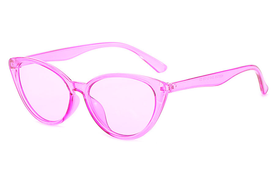 Lyserød cateye brille med lyserøde linser | solbriller-farvet-glas