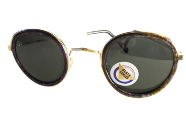 Fed rund moderigtig solbrille m/ lilla-gul kant | retro_vintage_solbriller