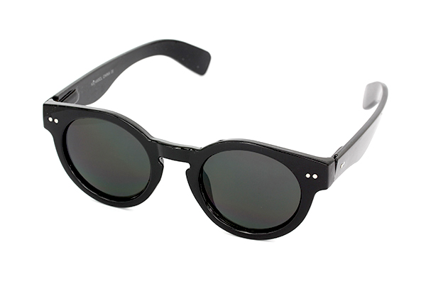 Billig sort moderigtig rund solbrille i kraftigt design | runde_solbriller