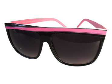 Sort solbrille med pink asymetrisk streg øverst | retro_vintage_solbriller