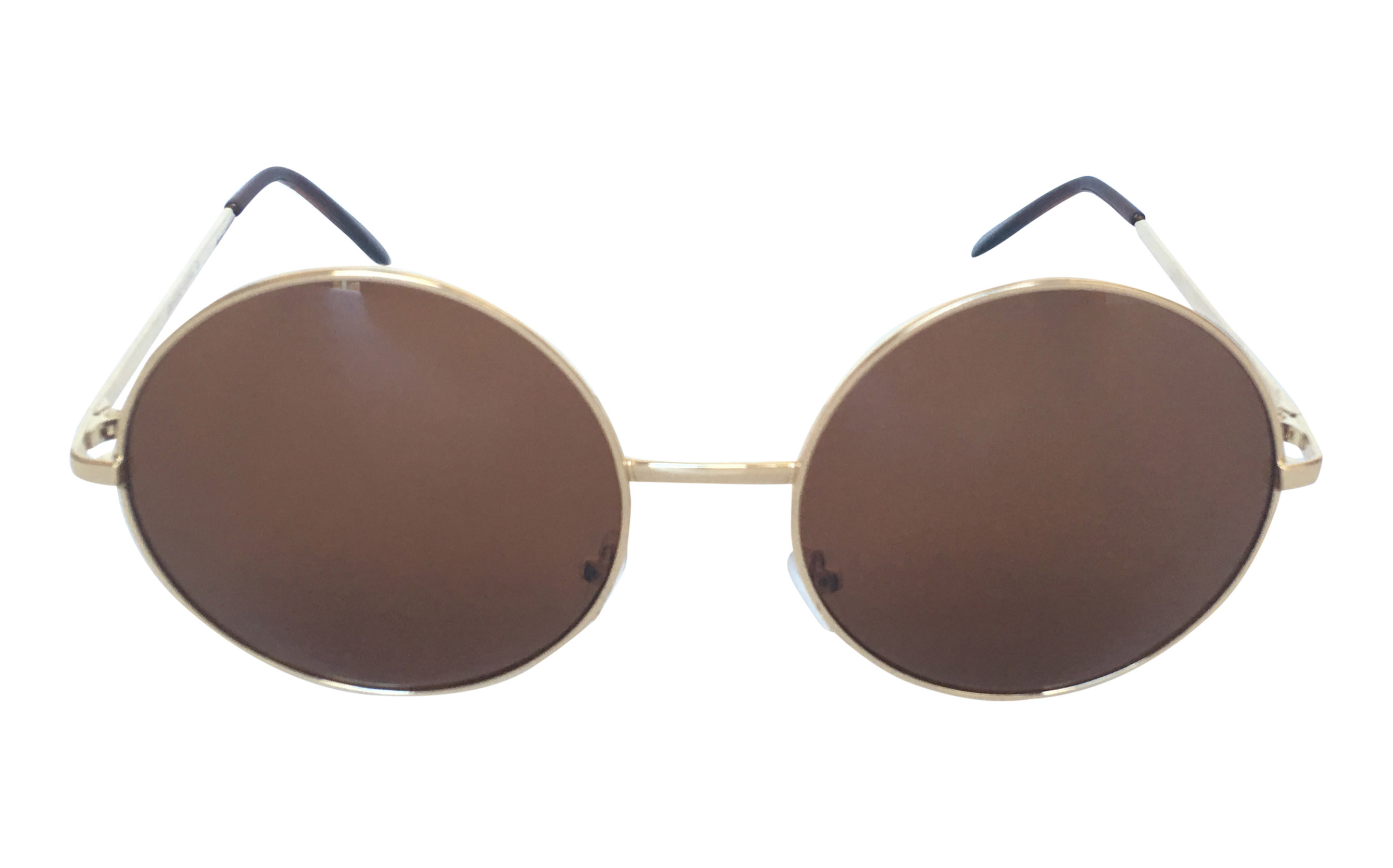 Stor guldfarvet rund solbrille med brune linser - Design nr. s3305