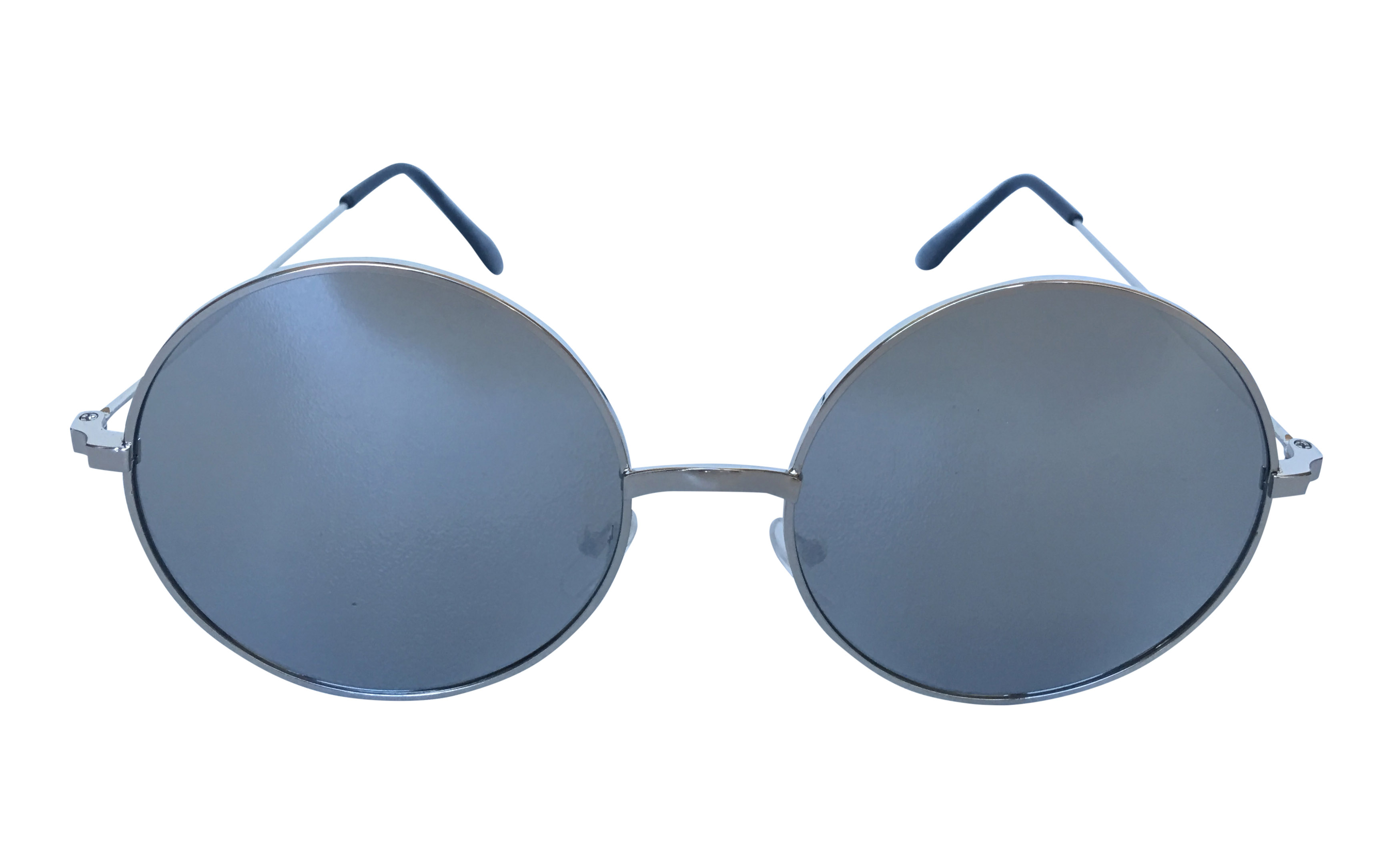 Sølvfarvet rund solbrille med sølvfarvet flade spejlglas. - Design nr. 3314