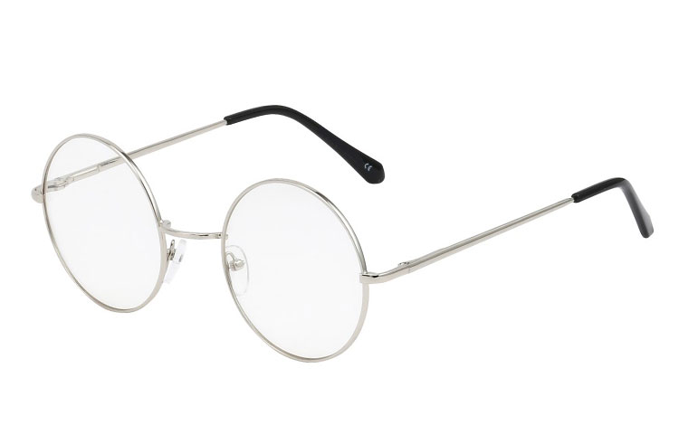 Sølvfarvet rund brille uden styrke - Design nr. 3394