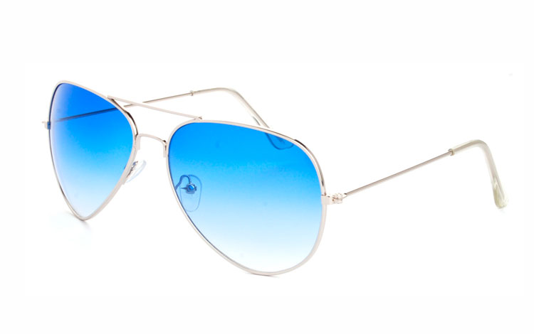 Pilot / aviator solbrille med blå glas - Design nr. 3474