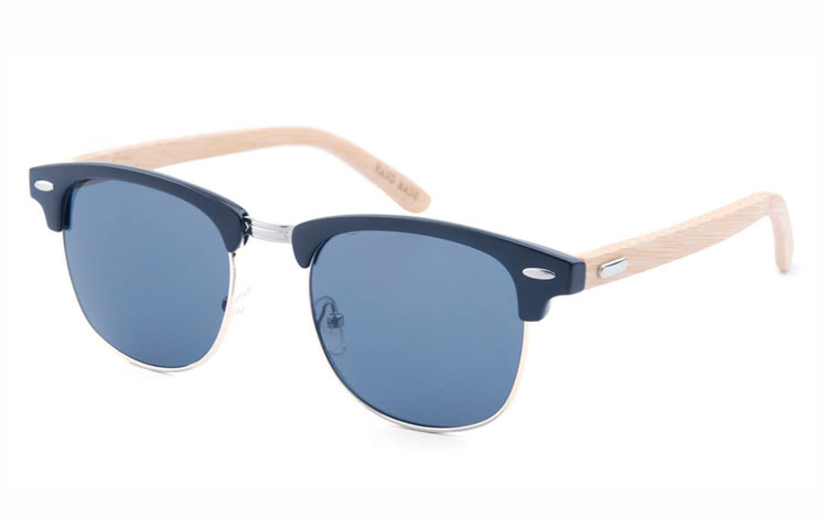 Clubmaster solbrille med lyse bambus stænger - Design nr. 3507