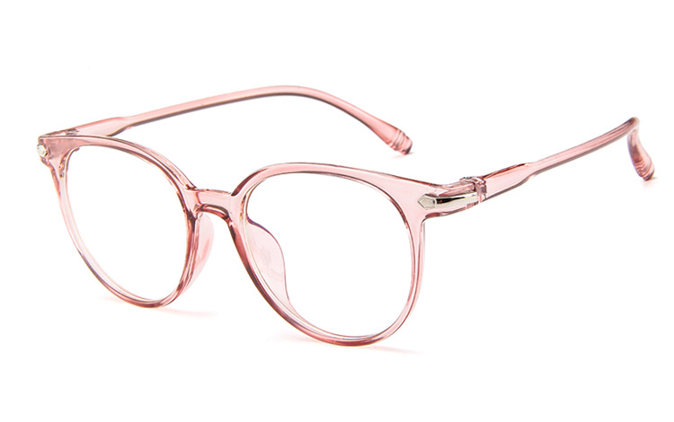Lyserød transparent brille med klart glas uden styrke - Design nr. 4389