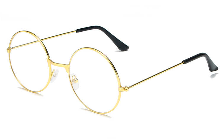 Guldfarvet metal brille med klart glas uden styrke - Design nr. 4393