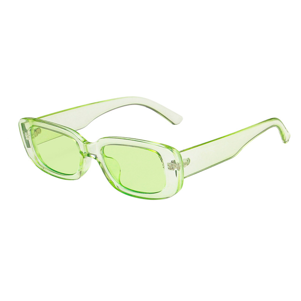 Transparent lys limegrøn solbrille i aflangt firkantet design - Design nr. 4551