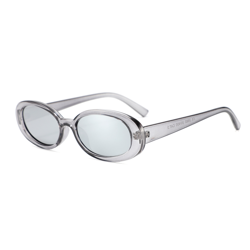 Smuk oval solbrille i transparent grå med spejlglas - Design nr. 4554