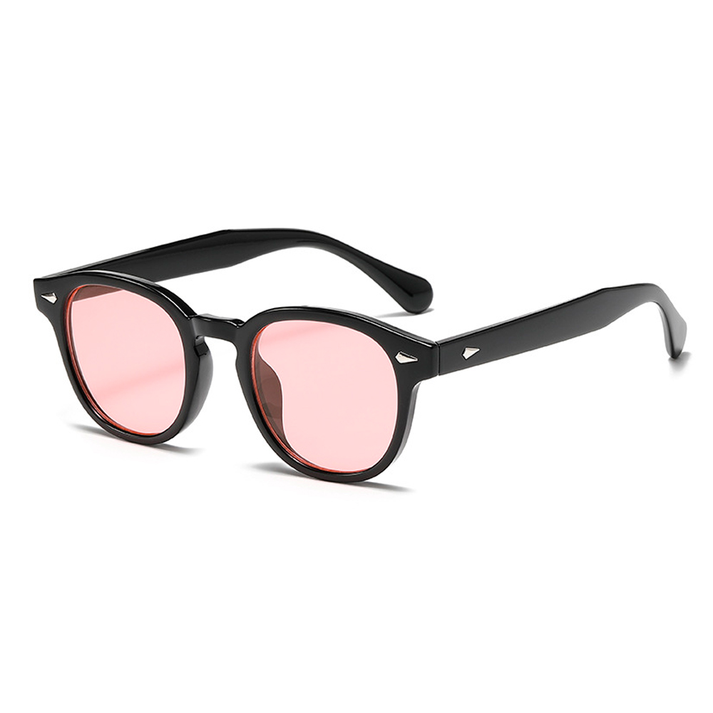 Fræk solbrille i blank sort stel med lyserøde glas - Design nr. 4560