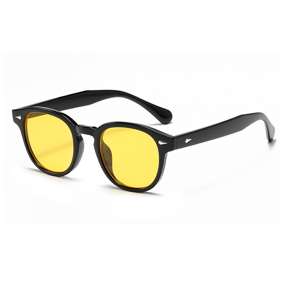 Fræk solbrille i blank sort stel med gule glas - Design nr. 4562