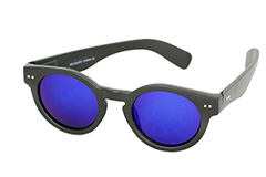 Sort mat solbrille i rundt design med spejlglas - Design nr. s1135