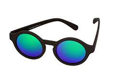Moderigtig solbrille i kraftigt design. Mat sort med spejlglas - Design nr. s1142