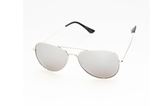 Sølv aviator/pilot solbrille med spejlglas - Design nr. s277