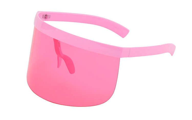 Kæmpe STOR solbrille / ansigts skærm i transparent pink - Design nr. 3653