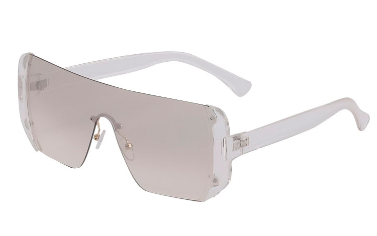 Fræk transparent oversized solbrille i let spejl / lysegråt design - Design nr. s3675