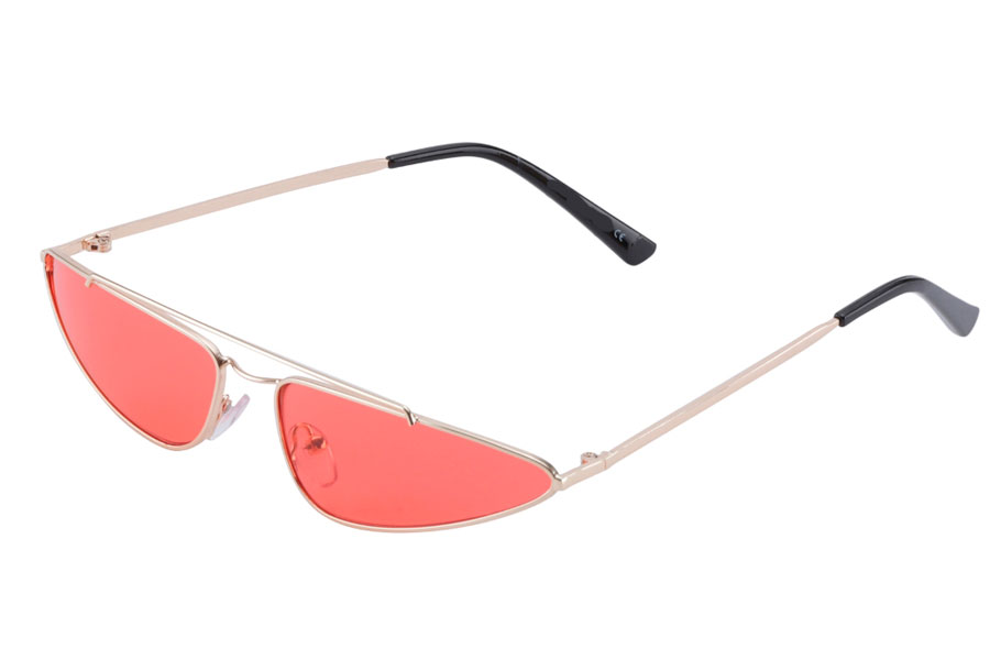 Smal solbrille i cat eye metalstel med dobbelt bro - Design nr. s3872