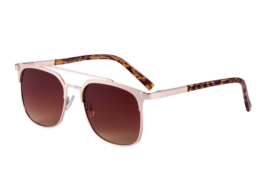 Clubmaster solbrille i lys guldfarvet med lysbrune linser. - Design nr. s3883