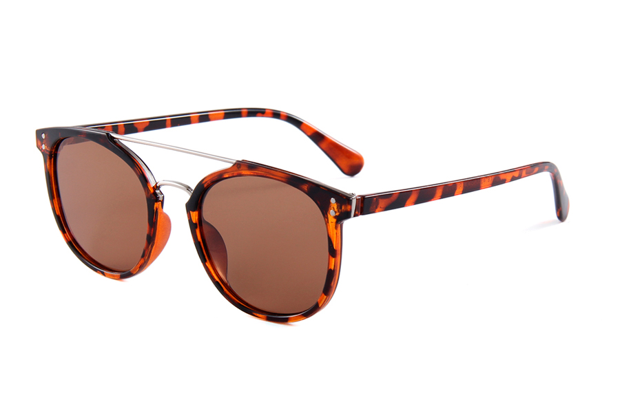 Solbrile i orangebrunt leopard / skildpadde stel - Design nr. s3899
