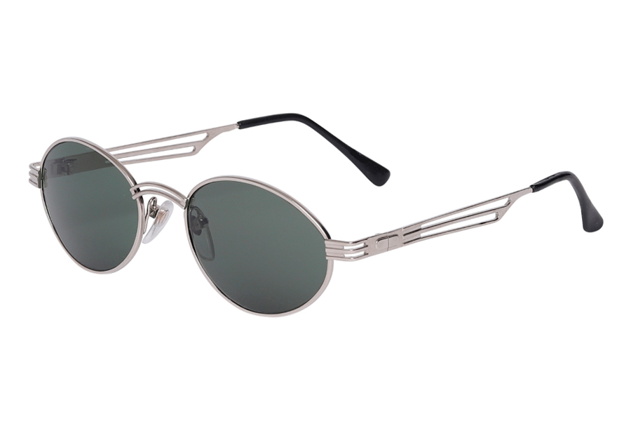 Flot sølvfarvet oval solbrille med 