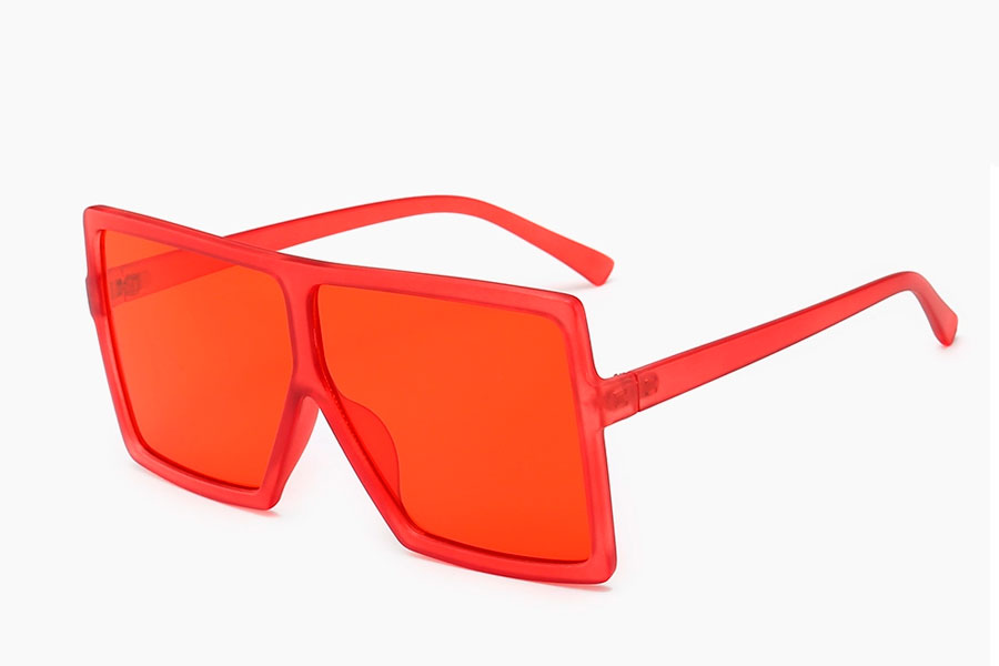 Oversized rød firkantet brille i fladt design - Design nr. s4099