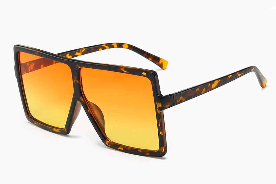Oversized firkantet brille med orange-gule glas i fladt design - Design nr. s4102