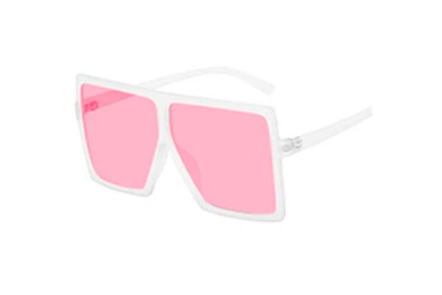 Oversized firkantet brille med lyserøde glas i fladt design - Design nr. s4104