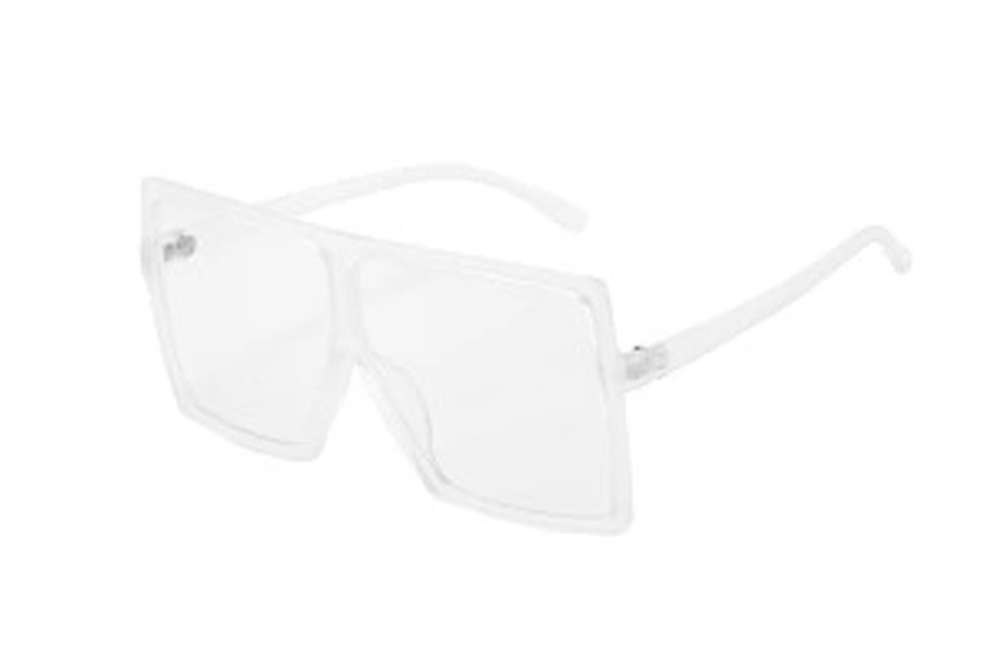 Oversized mat firkantet brille med klare glas i fladt design - Design nr. s4106