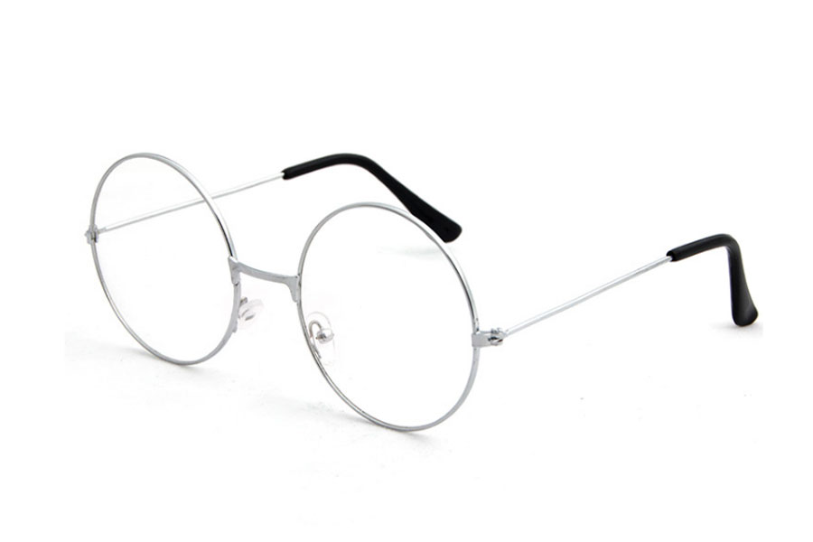Rund sølvfarvet metal brille i det moderigtige John Lennon look - Design nr. s4211