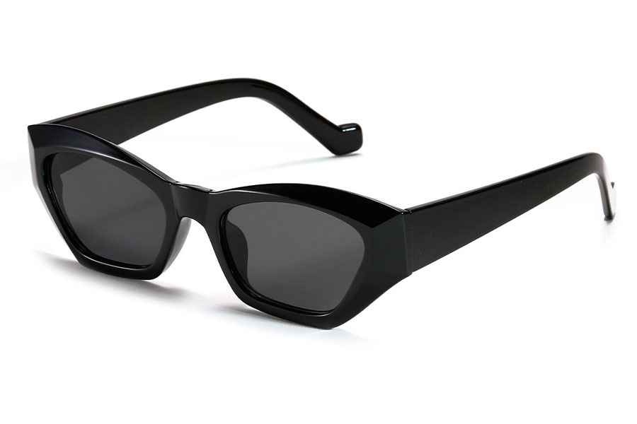 Kantet cateye solbrille i blank sort - Design nr. 4237