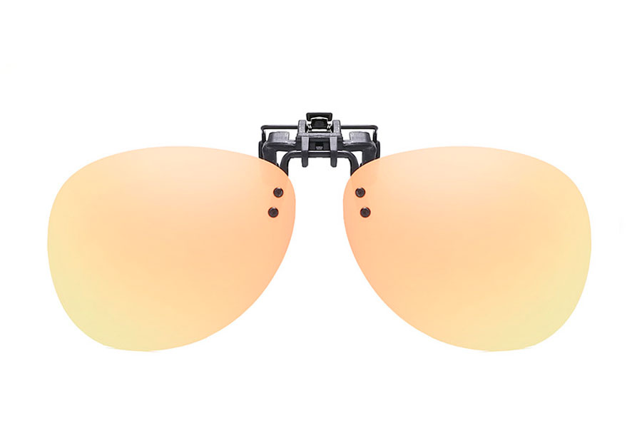 Polaroid clip-on solbrille i orange-gul-fersken spejlglas. - Design nr. 4306