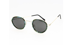 Fed rund solbrille med grøn kant - Design nr. s488