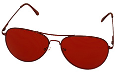 Aviator / metal pilot solbrille med rødt glas - Design nr. s975